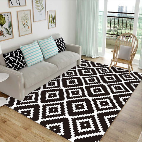 European Bedroom Carpet - Black, White