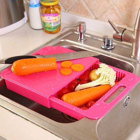 Multifunction Kitchen Chopping Blocks Sinks Drain Basket Cutting Board Vegetable Meat Tools