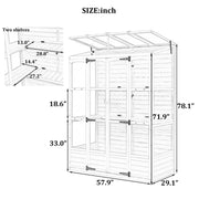 TOPMAX 78-inch Wooden Greenhouse Cold Frame With 4 Independent Skylights And 2 Folding Middle Shelve