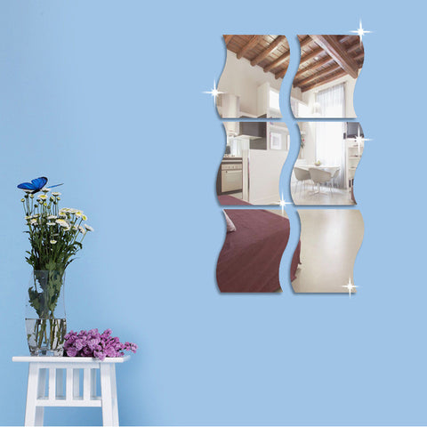 Six-piece mirror 3D wall sticker