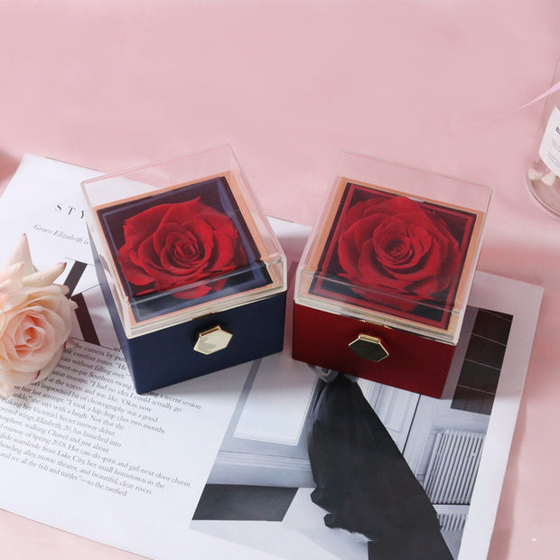 Fashion Acrylic Rotating Rose Jewelry Box - Room Accessories