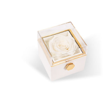 Fashion Acrylic Rotating Rose Jewelry Box - Room Accessories