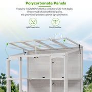 TOPMAX 78-inch Wooden Greenhouse Cold Frame With 4 Independent Skylights And 2 Folding Middle Shelve