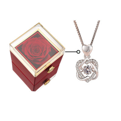 Fashion Acrylic Rotating Rose Jewelry Box - Room Accessories